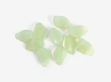 Czech Glass Leaf Beads Light Mint Green Opal Side Drilled 9x14mm Lot of 10