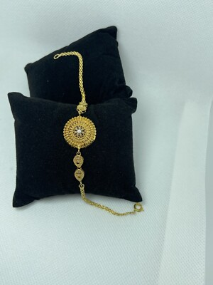 #ad Luxury 22k Gold Plated Real Looking Bracelet Ethnic medium to large size GBP 11.80