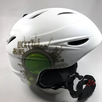 Lucky Bums Snow Helmet Size Medium 55-58cm Matte White SE Logo EC Preowned