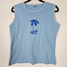 Vintage Y2K Rainforest Cafe Womens 2XL Sleeveless Blue Tank Top
