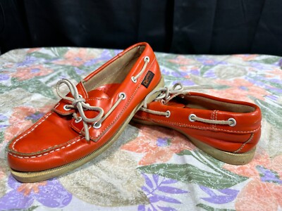 Quoddy Orange Leather YOUTH Boat Shoes