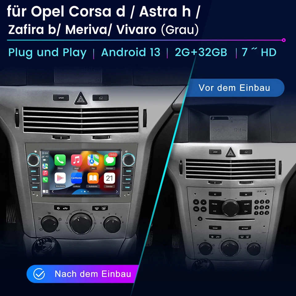 Android14 Apple Carplay Autoradio GPS Für Opel Astra H Corsa C D Vectra Zafira B - Bild 2 von 4