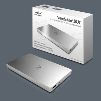 Vantec 2.5inch SATA SSD External Enclosure USB3.1 Gen2 Type C, NST-204C3-SV 