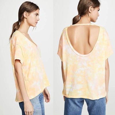 Free People Womens All Mine OB948619 Top Relaxed Berry Orange Sz Medium Tie Dye