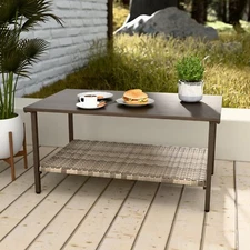 EAGLE PEAK Coastal Vista Outdoor Wood Grain Top Coffee Table