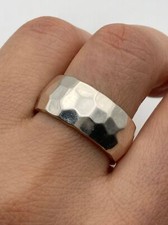 925 Mexico sterling silver hammered wide band Ring