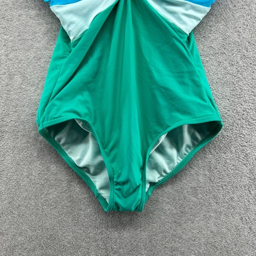 Lands' End Women's Blue Green Colorblock Twist Front One Piece Swim Suit Size 2P - Picture 2 of 9