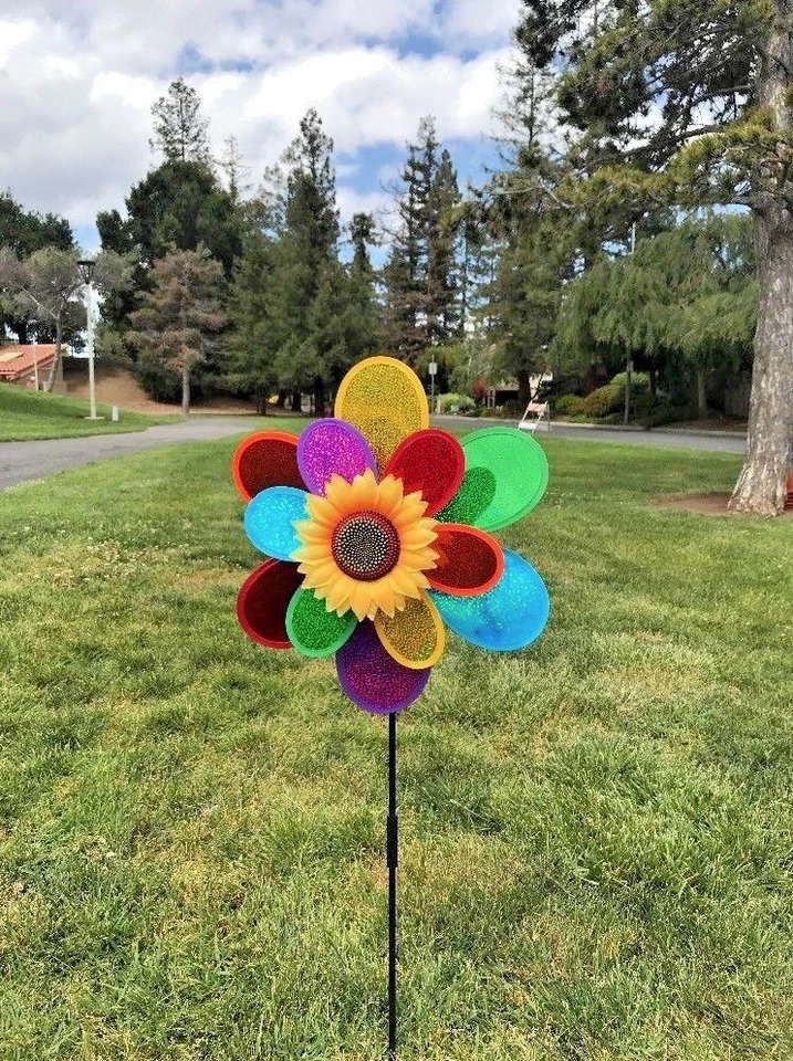 Rainbow Sparkle Double Flower pinwheel spinner - Image 2 of 4