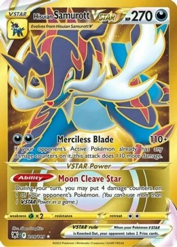 Hisuian Samurott VSTAR - 209/189 - Gold Secret Rare  Pokemon - NM/M New