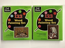 (2) Vintage 1972 Craft Master 1,2,3 Wood Painting Sets Nos. 10501 And 10502 New
