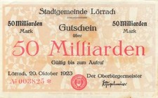 L&ouml;rrach  -  Stadtgemeinde  -  50 Milliarden Mark  -  No = KN *