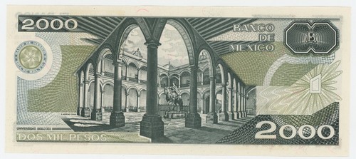 Mexico 2000 Pesos 26-7-1983 Pick 82.a UNC Uncirculated Serie A Serial AA002673 - Picture 2 of 2