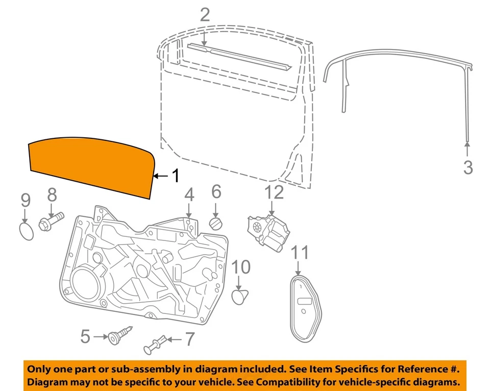 Стекло передней правой двери 2DR OEM 2010 2011 2012 2013 Volkswagen Golf GTI - Изображение 3 из 4