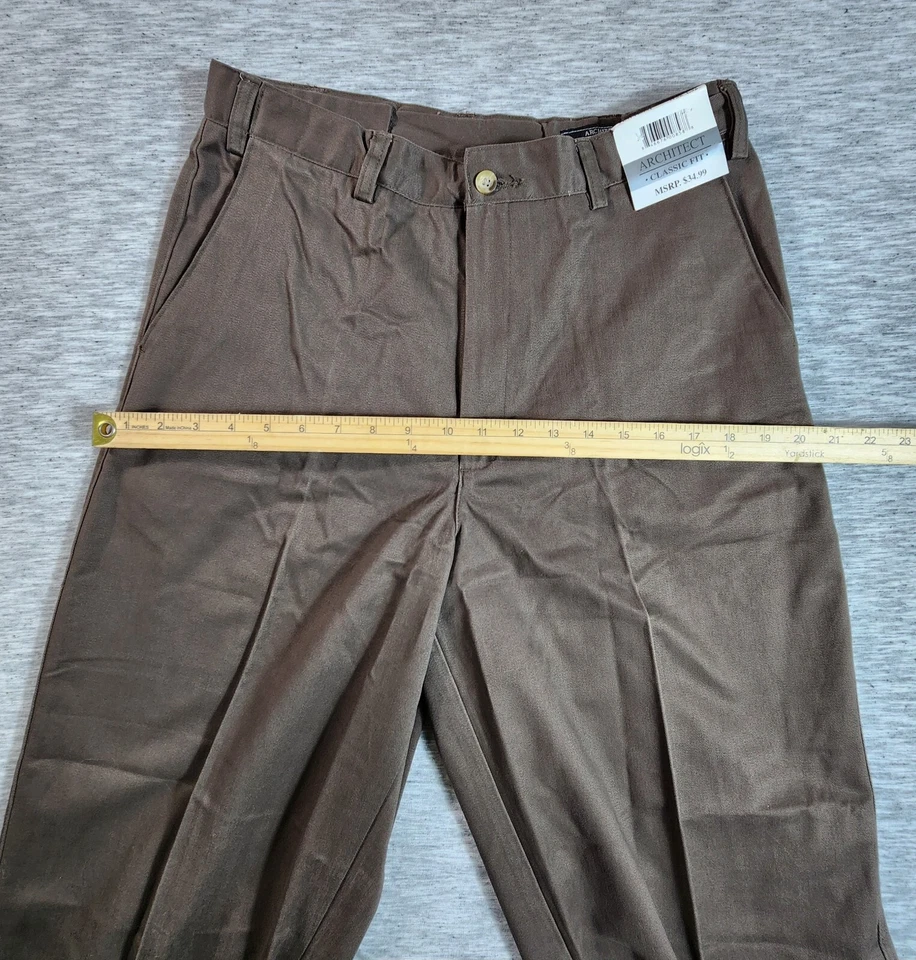 Architect Mens Khaki Pants 32x32 Brown Straight Leg Classic Fit Casual - Image 4 of 4