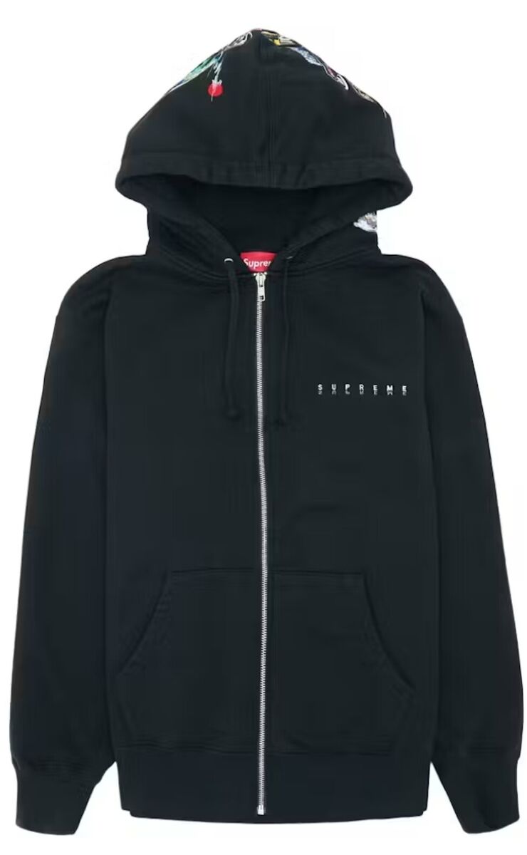 Supreme Globe Zip Up Hooded Sweatshirt Black Men's Size M Supreme Globe Zip Up Hooded Sweatshirt Black Men's Size M