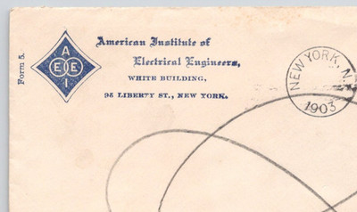 1903 American Institute of Electrical Engineers New York NY  Postal Cover