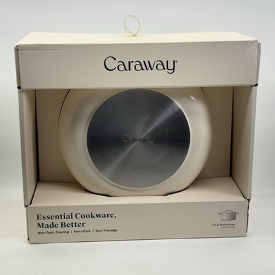 Caraway Dutch Oven Pot W/ Lid 6.5 qt 10.5'' Chemical Free Ceramic Non-Stick Cream
