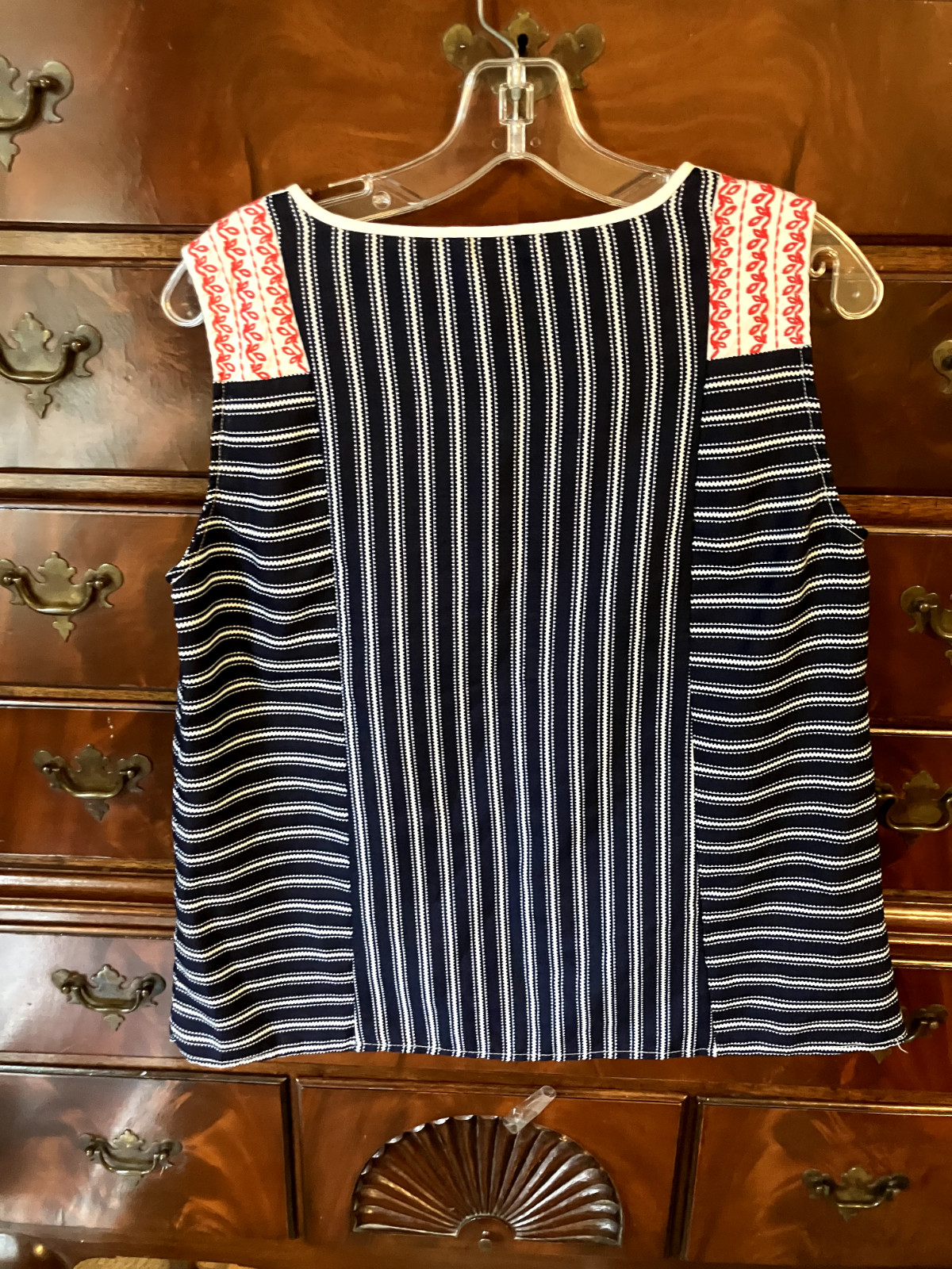 THML sleeveless top v neck patchwork pattern Size… - image 3