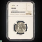 1951 Washington Silver Quarter NGC MS 66 Toned Rims