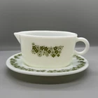 VTG PYREX Corning Gravy Boat & Under Plate Crazy Daisy Spring Blossom EUC