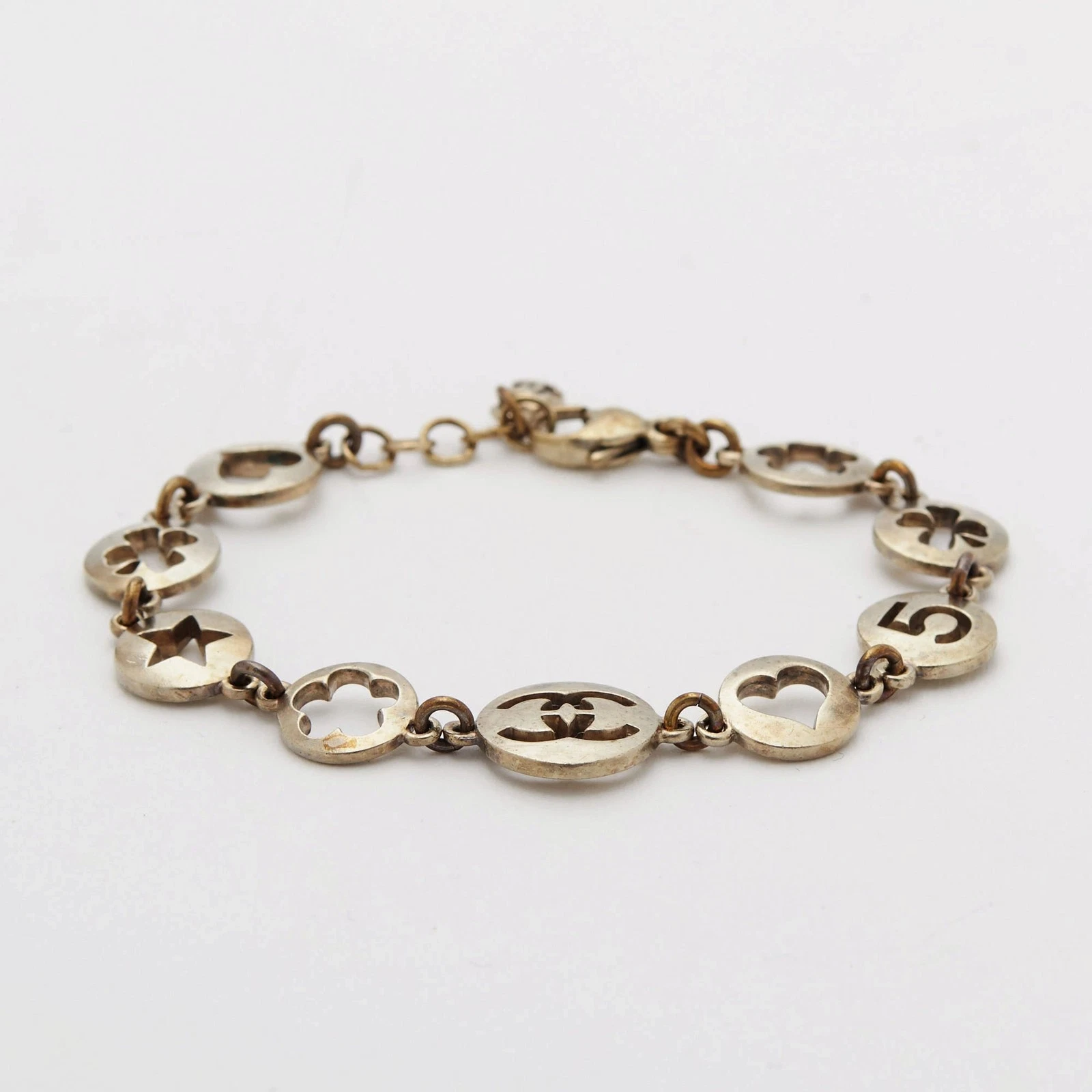 Bracciale Chanel serie icona argento polso 7 5 pollici usato g