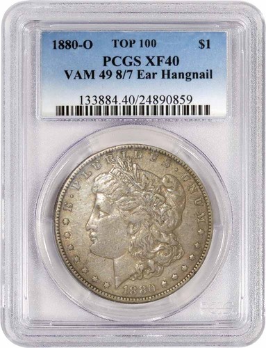 1880 O $1 Morgan Silver Dollar VAM 49 8/7 Ear Hangnail PCGS XF40 Key Date Coin