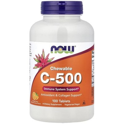 NOW FOODS Vitamin C-500 mg 100 Tabs Kautabletten Orange Antioxidant