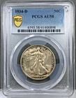 1934-D U.S. 50c Walking Liberty Half Dollar PCGS AU58