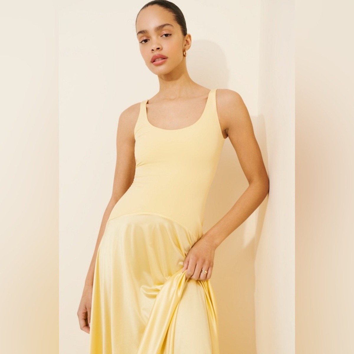 curved waist maxi dress rare london Baby Blue Curved Drop Waist Maxi Dress  Rare London