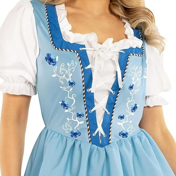 Mujer Oktoberfest Disfraz Bávaro Dirndl Cerveza Alemana Doncella Vestido S-3XL Foto 4 de 4