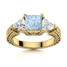 Sterling Silver March Aquamarine Stone New Solitaire Mother Statement Ring