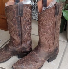 Dan Post DP2575 Men's Tuff Western Boots Sanded Brown Size 10 Leather Upper