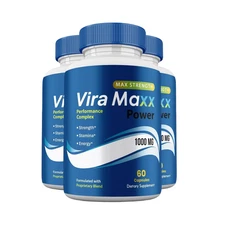 3-Pack ViraMaxx Power Capsules - Vira Maxx Male Natural Supplement - 180 Capsule