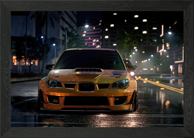 #ad #ad Yellow Subaru in City Framed Wall Art Poster Canvas Print Picture GBP 29.95
