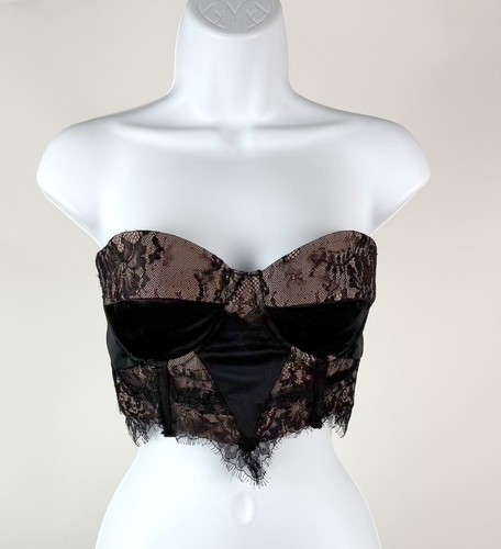 Women's Alexander McQueen Black Floral Silk Lace Bustier Top Size 42 NWTS
