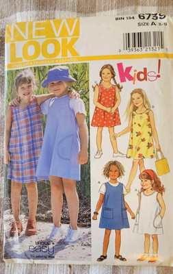 NEW LOOK Easy Pattern #6739 Kids Girls Dress Sizes 3-8 Uncut