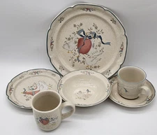 Vintage International China Marmalade Geese Set Of 6 Pieces Plates, Bowls, Cups