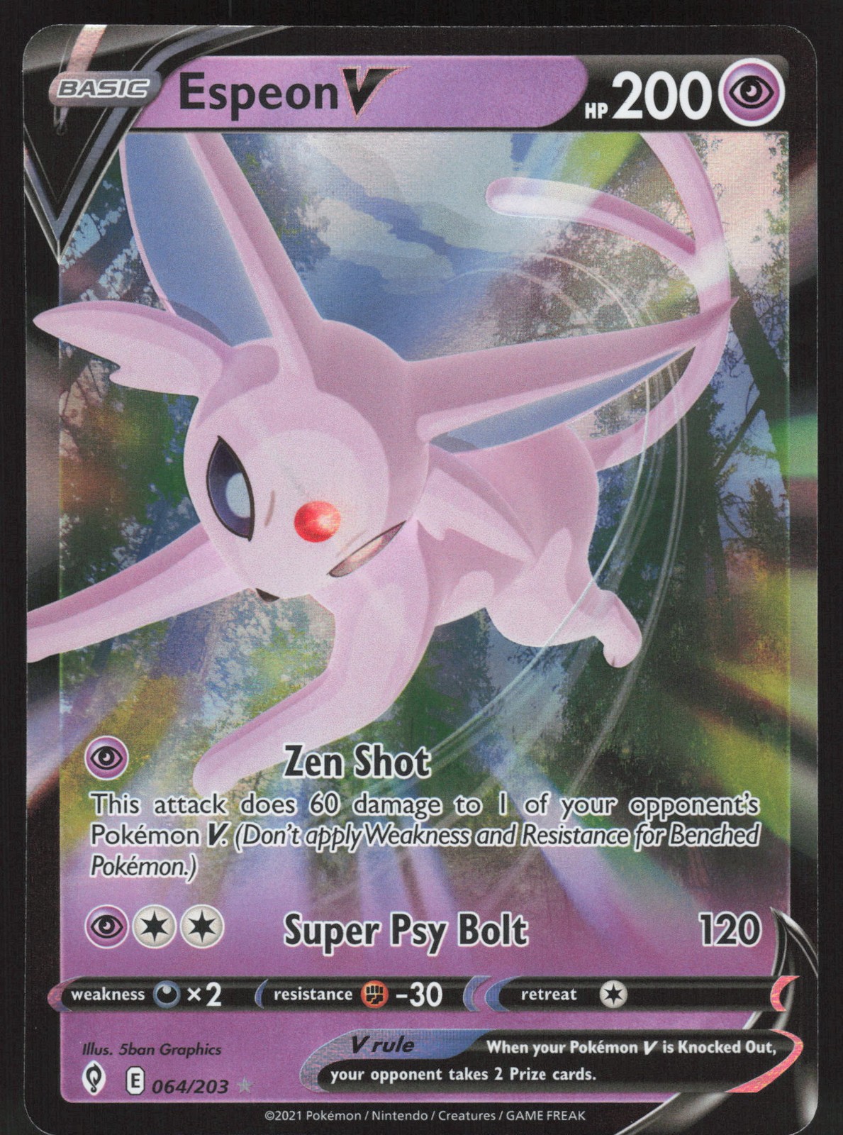 Espeon V 064/203 Ultra Rare Pokemon TCG SWSH07: Evolving Skies NM