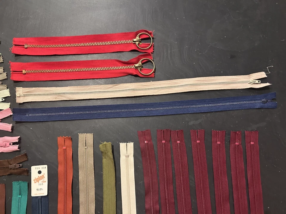 Lote De Colección De 34 Cremalleras De Costura Belding YKK TEE Garra 7" 10" 12" Foto 4 de 4