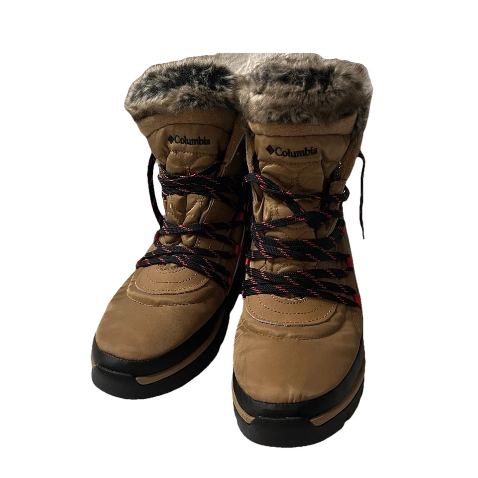 Botas de nieve de invierno Columbia para mujer talla 9,5 - aisladas de piel sintética tostadas Foto 2 de 4