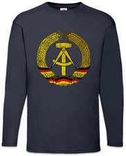 DDR Symbol Langarm T-Shirt Ostzone Fahne Wappen Hammer Ostalgie Zirkel Logo