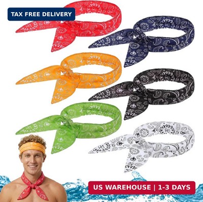 Thinp 6 Pcs Cooling Neck Wraps, Cooling Bandana Cashew Flower Cooler Ice Wrap Ic