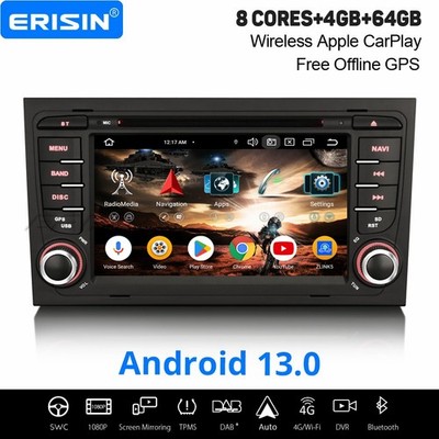 64GB Android 14 CarPlay DAB+ Autoradio Navi WLAN DVD Für AUDI A4 RNS-E SEAT EXEO