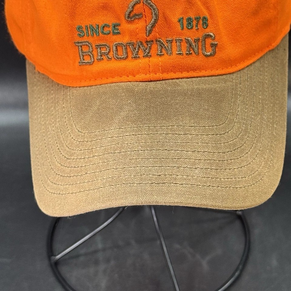 Browning охотников бейсбольная шляпа с ремешком назад яркий безопасности оранжевый коричневый винтажный - Изображение 4 из 4