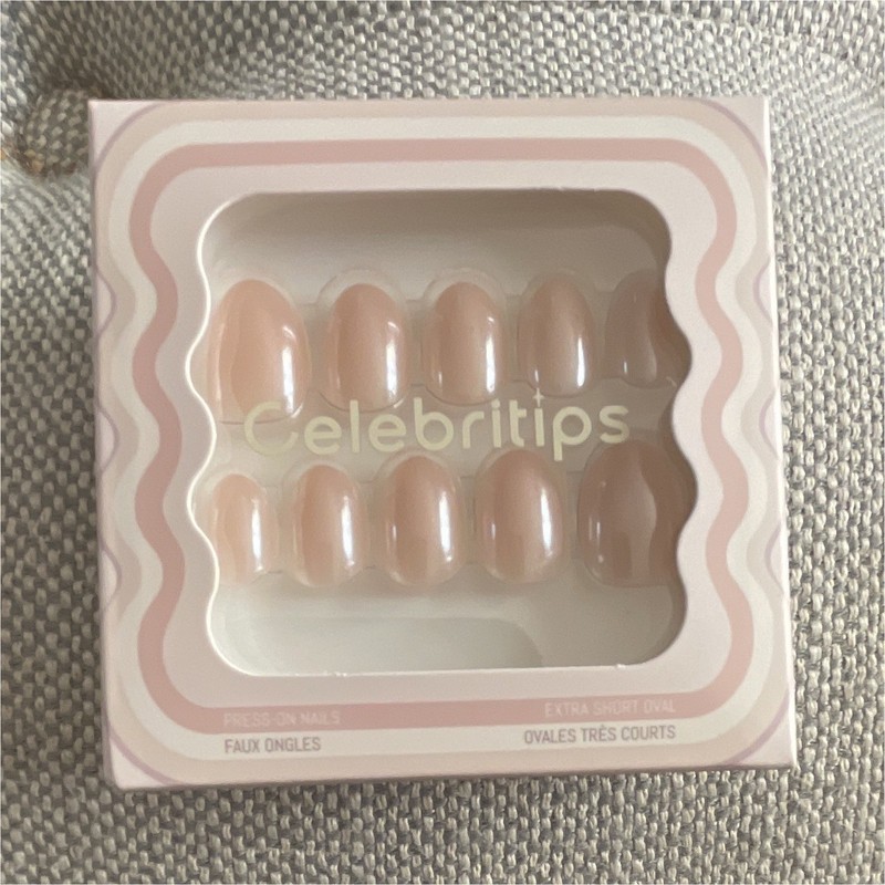 Celebritips Press-On Nails BELLE Extra Short Oval Full Cover + Glue 