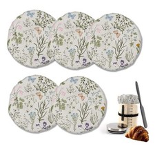 Sourdough Starter Jar Cloth Covers  5 Pack Kit Stretchy Vintage Herbs Floral