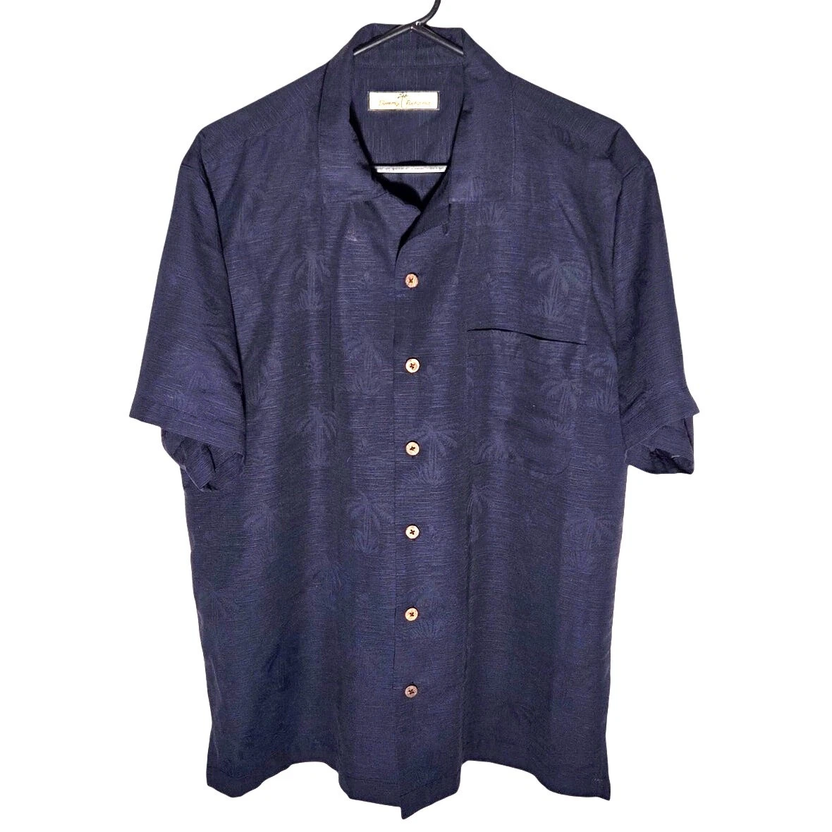 Tommy Bahama Navy Blue Linen Floral Short Sleeve Shirt