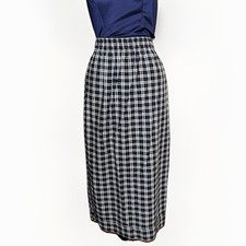 1970  s Vintage Hang Ten Black  White Plaid Long Straight Skirt Cottage Core M