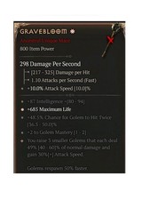 Diablo 4 S12 Gravebloom 1GA 49% Unique Mace Necro Weapon Item Gear Equipment