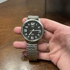 Vintage Timex Indiglo WR50M Mens Stainless Steel Dark Black Face Watch CR 2016